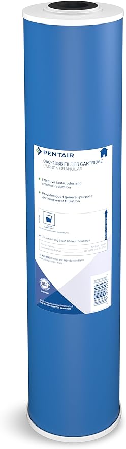 Pentair Pentek GAC-20BB Big Blue Carbon Water Filter, 20-Inch, Whole House Heavy Duty Granular Activated Carbon (GAC) Replacement Cartridge, 20" x 4.5"