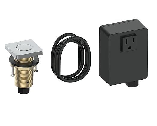 Garbage Disposal Switch, Cordless Air Switch Kit for Food Waste Disposer, Brass Material with Polished Chrome Finish, Long Sink Top Push Button