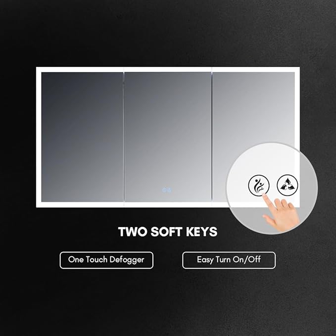 Blossom LED Mirror Medicine Cabinet with Lights, 60x32 Inch | Wall Mounted LED Lighted Bathroom Medicine Cabinet | Recessed or Surface with Defogger, 3 Color Dimmer | Makeup Mirror with Lights