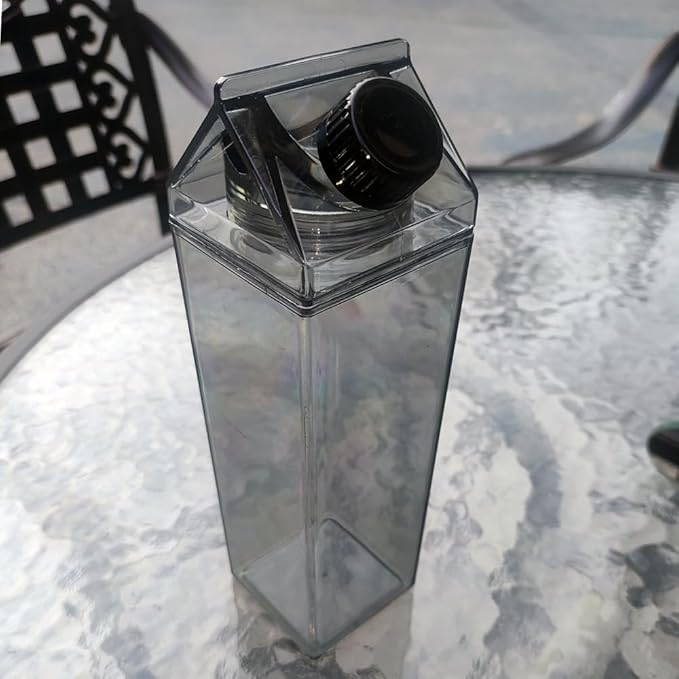 Jinberry 750ml/25Oz Cute Milk Carton Water Bottle Portable Drinkware for Outdoor Climbing Tour or Camping