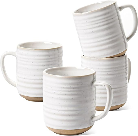LE TAUCI Coffee Mugs 12 oz, Ceramic Mug Set, Housewarming Wedding Present, Coffee Cups for Latte, Hot Tea, Cappuccino, Mocha, Cocoa - Set of 4, Arctic White