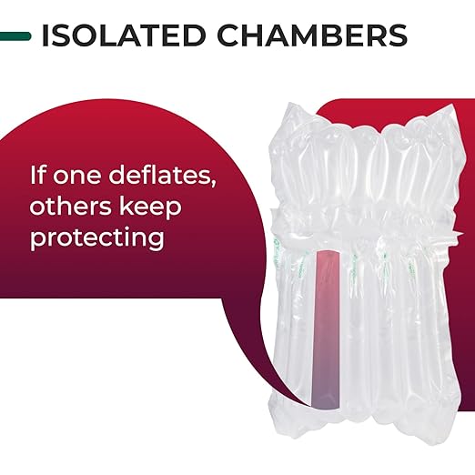 IDL Packaging Inflated 16 oz Bottle Air Bags, Self Sealed, Pack of 1 - Reusable Air Column Bags for Packing, Travel and Shipping - Cushioning Protector for Glass, Ceramic, Breakables