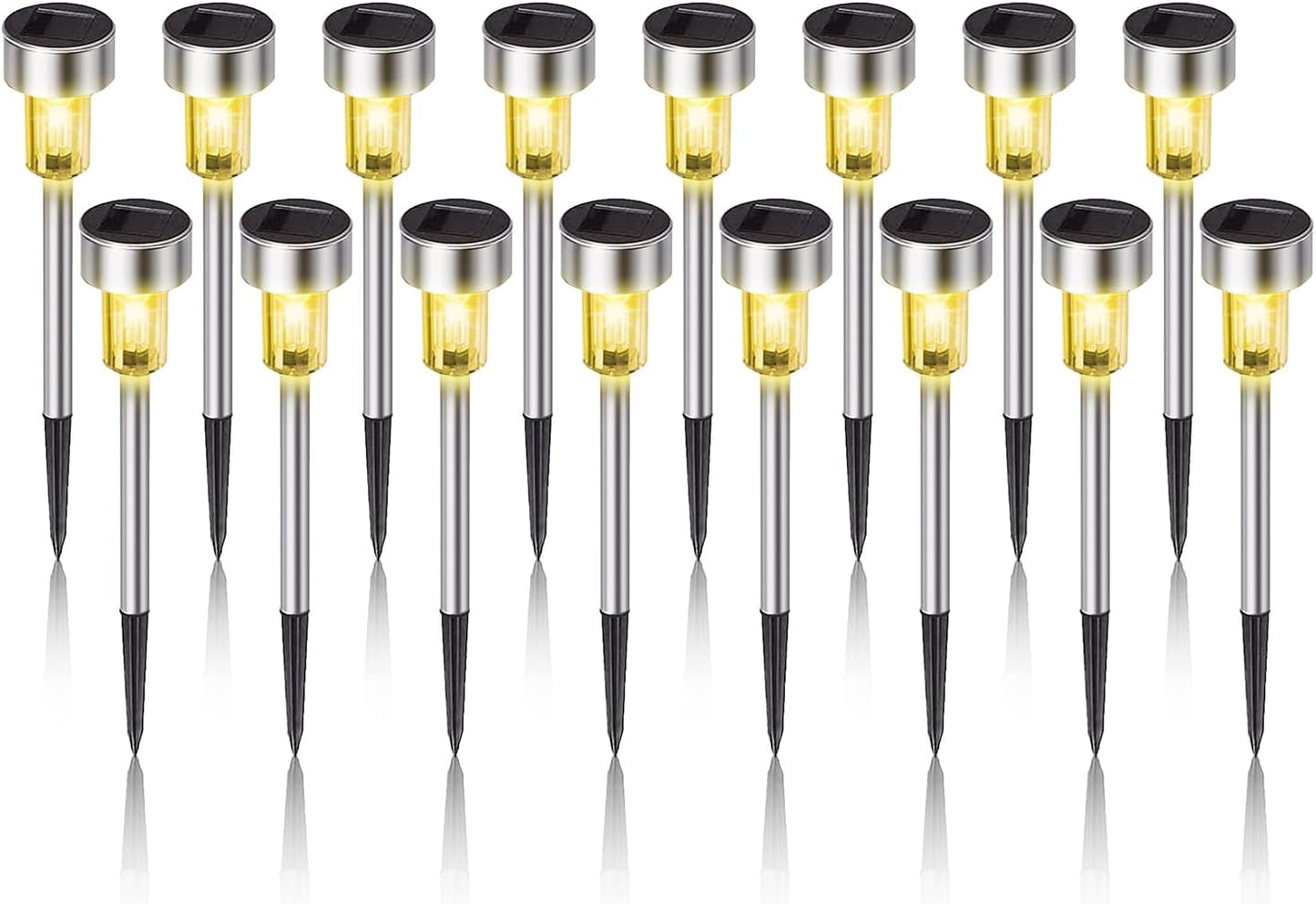Solar Lights Outdoor Waterproof, Stainless Steel LED Landscape Lighting, Solar Garden Lights Solar Powered, Outdoor Solar Lights for Yard, Pathway, Walkway, Patio, Lawn - 16 Pack (Warm White)