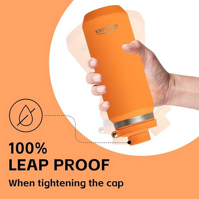 Greylock 20 oz Insulated Stainless Steel Water Bottle with Straw Lid- BPA-Free Leak Proof When Closed, Reusable Metal Water Bottle with Carry Handle for Travel Camping, 24 Hours Cold (Tangerine)