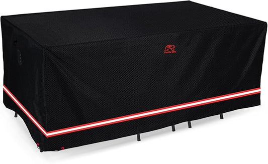 Turtle Life Patio Furniture Sets Cover, Heavy Duty Rectangular Durable Waterproof Outdoor UV Resistant Anti-Fading Dining Table Chairs Furniture Cover, Black, 128"L x 82"W x 29"H