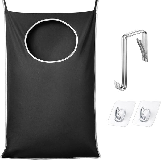 KEEPJOY XL Black Door Hanging Laundry Hamper, Large Size 36.5X22.5 inch Hanging Laundry Bag with Large Opening and 2 Strong Hooks for Whole Family Dirty Clothes