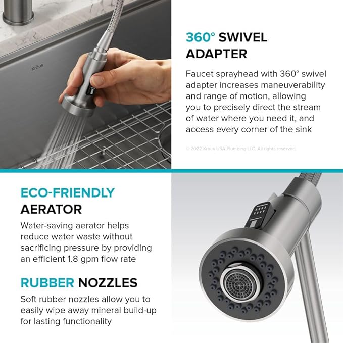 KRAUS Bolden 2-in-1 Commercial Style Pull-Down Single Handle Water Filter Kitchen Faucet for Reverse Osmosis or Water Filtration System in Brushed Brass/Matte Black, KFF-1610BBMB