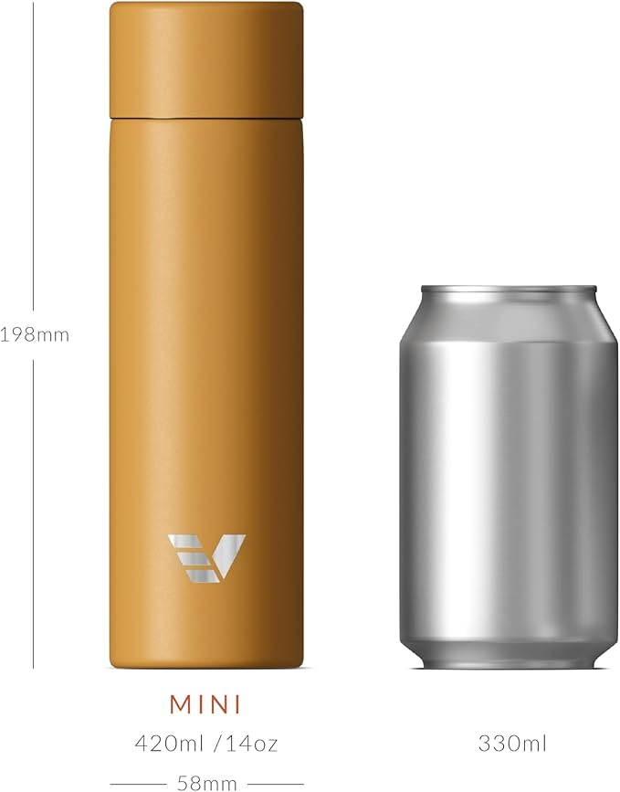 Mini Stainless Steel Water Bottle 14oz - Non-insulated | Designed for Bags | Slim, Lightweight & Stylish – Yellow