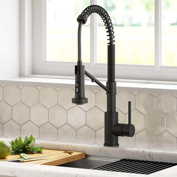 KRAUS Bolden 2-in-1 Commercial Style Pull-Down Single Handle Water Filter Kitchen Faucet for Water Filtration System in Matte Black, KFF-1610MB