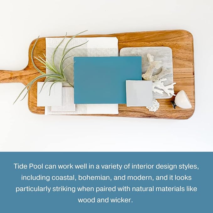 Country Chic All-in-One Chalk Paint for Furniture, Cabinets, Home Decor, Eco-Friendly, Matte Finish, Built-In Primer & Top Coat for Wood, Metal - Tide Pool (Blue) - 8 oz (237 ml)