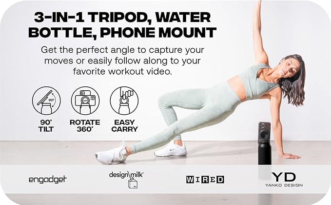 Magnetic Ring Top Insulated Stainless Steel Water Bottle with Phone Holder, 360° Rotation, Portrait/Landscape Modes, (Blue)