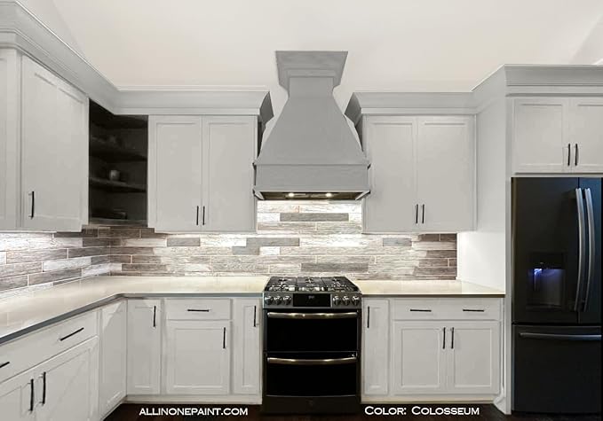 ALL-IN-ONE Paint, Durable cabinet and furniture paint. Built in primer and top coat, no sanding needed. Includes our 30 featured color card - Colosseum (white with subtle gray undertone), Quart