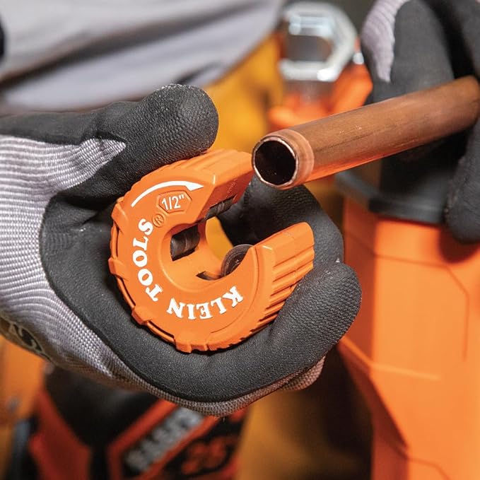 Klein Tools 50048 C-Style Copper Tubing Cutter Set with 1/2, 3/4, and 1-Inch Cutters, MODbox Case, Ultra-Compact for Tight Spaces, 3-Piece