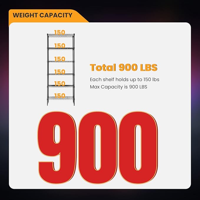 BestOffice Adjustable Wire Shelving Storage Shelves Heavy Duty Shelving Unit for Small Places Kitchen Garage (Black, 13 D x 23 W x 59 H)