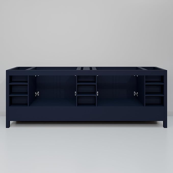 Big Sur 84 in. W x 22 in. D Navy Blue Double Bath Vanity and Carrara Marble Top