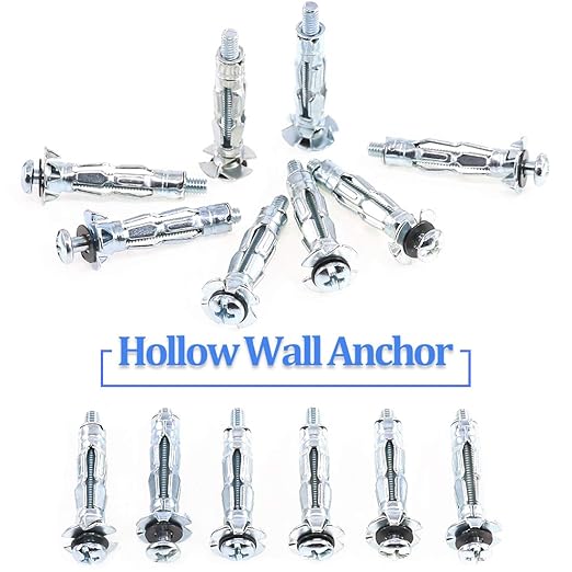 Glarks 30Pcs 4x32MM Heavy Duty Zinc Plated Steel Molly Bolt Hollow Drive Wall Anchor Screws Set for Drywall, Plaster and Tile (M4x32)