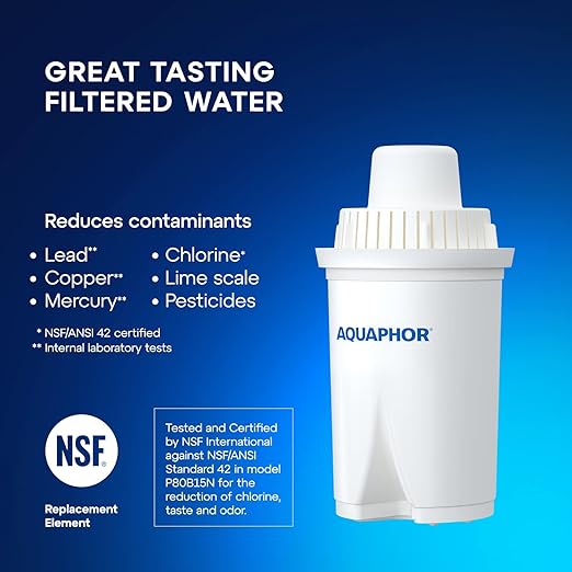 AQUAPHOR Ideal 7 Cup Water Filter Pitcher incl. 3 B15 Filter Black I Compact Fridge Water Filter I fits Inside Refrigerator Door I Reduces limescale & Chlorine I Water jug for Seven Cups