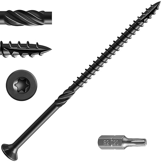 #10 * 5" Black Extended Deck Screws,(76 pcs) 2 lbs.Lengthen Exterior Wood Screws, Rust Resistant epoxy Coated, Bronze, T25 Star Bit
