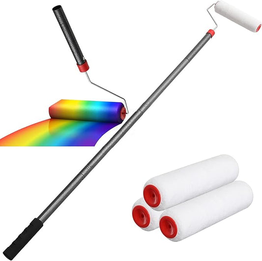 Professional Paint Roller Kit with 4 FT Extendable Pole, Multiple Sleeves - Premium Wall Painting Tools for Smooth Finish Indoor/Outdoor Use