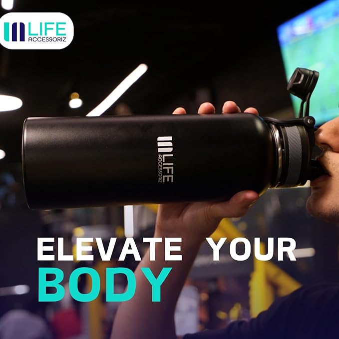 TempPro Water Flask - 3 Straw Lids, Leak-proof Stainless Steel Gym & Outdoor Bottles for Men& Women - Double Walled, Insulated Thermos (40 OZ)