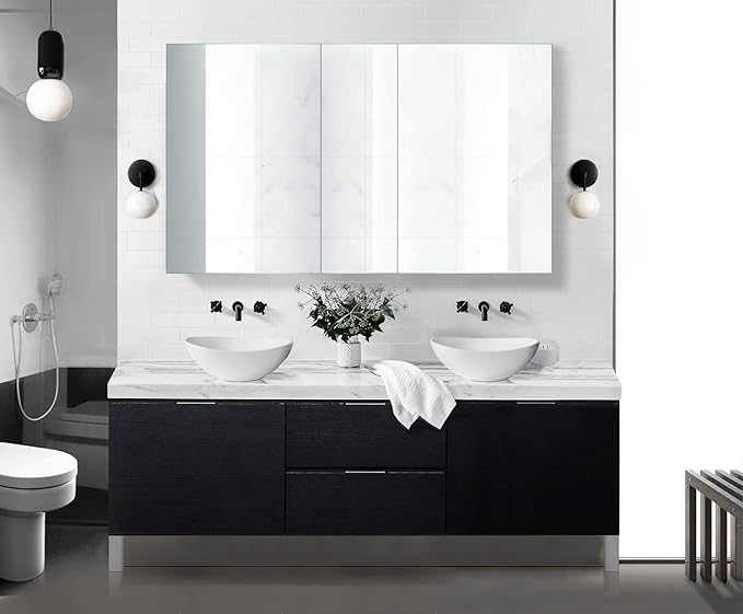 Krugg Medicine Cabinet | Recess or Surface Mount | Blum Hinge 170 Degree Soft Close| (60"x36")