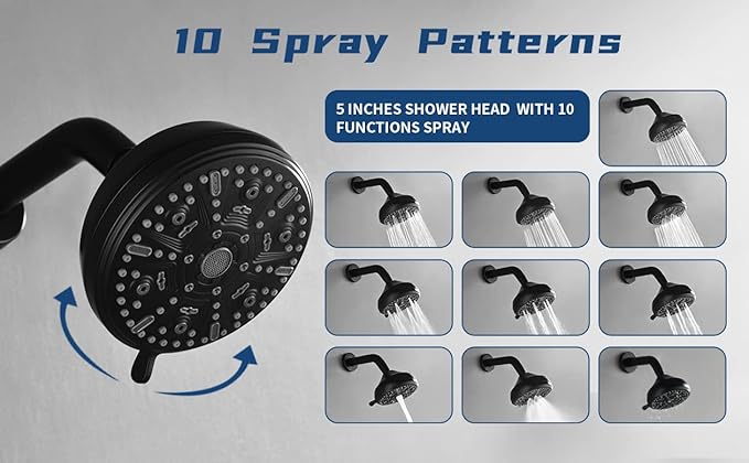 Tub Shower Faucet Combo Set Bathtub Faucet Set Shower System with Tub Spout Shower Tub Kit Shower Valve and Trim Kit Shower Fixtures Matte Black