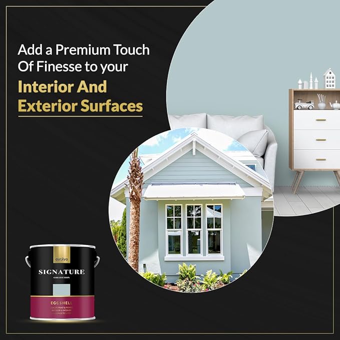 EVOLVE Signature Paint & Primer: Luxury Paint & Primer for Indoor & Outdoor Surfaces, Minimal Odor, Eggshell Sheen (Lunar Gray, 1 Gallon)