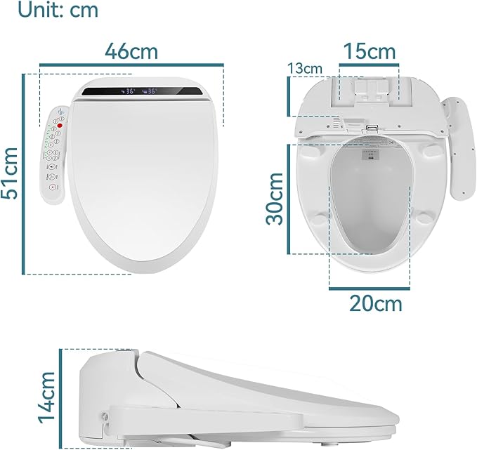 YOURLITE Bidet Toilet Seat Electric Warm Water Bidet with Warm Air Drying, Heated Seat with Self-cleaning Nozzle Temperature Adjustable White Toilet Seat
