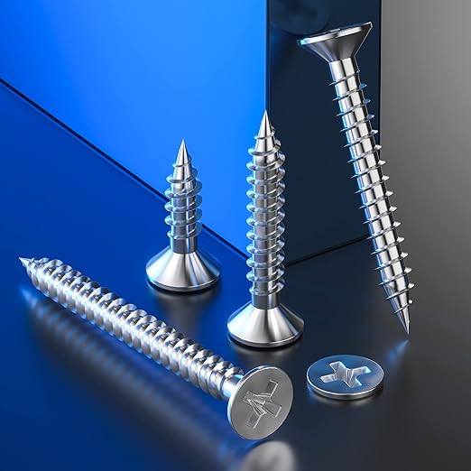 (300Pcs) #8x1 Wood Screw Quick Metal Self Tapping Flat Head 304 Stainless Steel