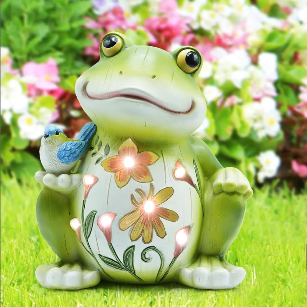 Solar Outdoor Frog Statue Lighting, Waterproof Frog Statue Light,Outdoor Lighting, Decorations for Patio,Yard,Lawn, Porch, Ornament