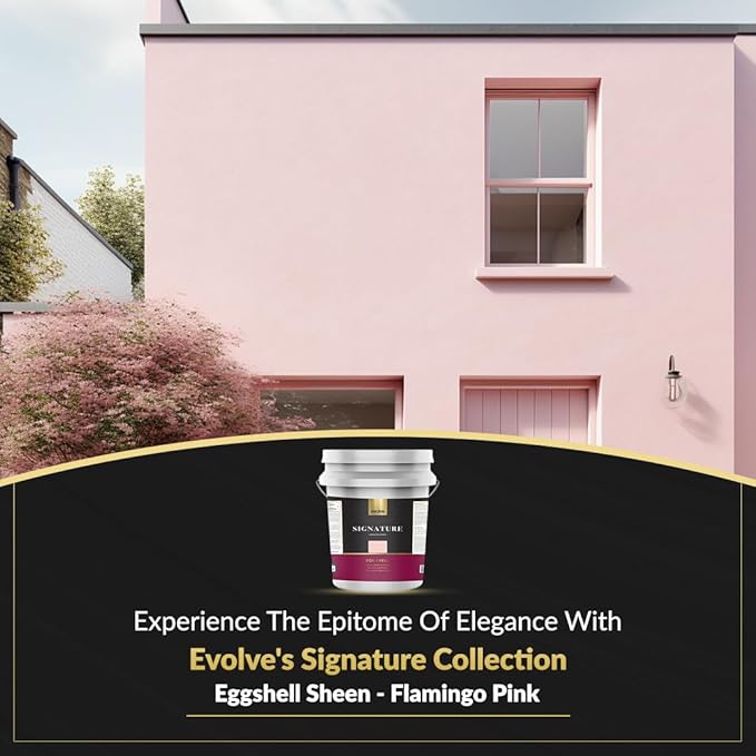 EVOLVE Signature Paint & Primer: Luxury Paint & Primer for Indoor & Outdoor Surfaces, Minimal Odor, Eggshell Sheen (Flamingo Pink, 5 Gallon)