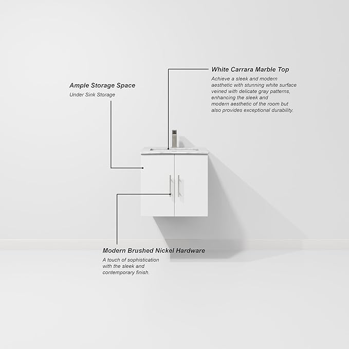 Sonoma 24 in. W X 22 in. D Glossy White Single Bath Vanity Cabinet Without Countertop