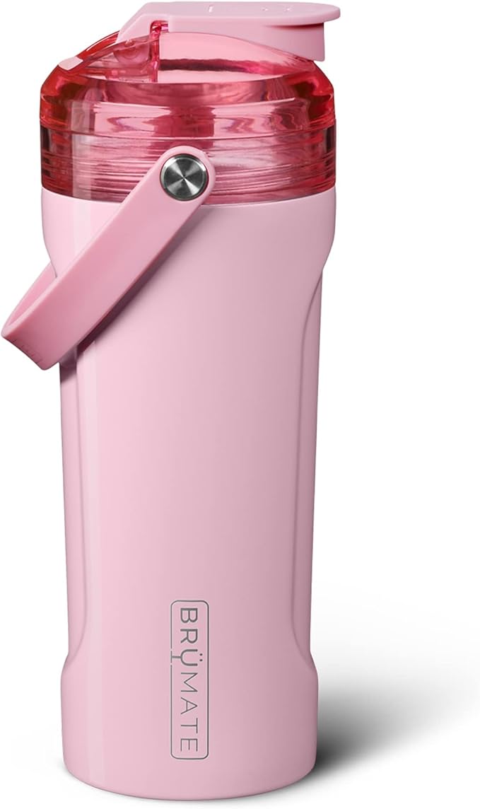 BrüMate MultiShaker Blender Shaker Bottle | 100% Leakproof Insulated Stainless Steel Shaker Bottle | The Perfect Shaker Cup, Protein Shaker Bottle, and Pre Workout Bottle for the Gym | 26oz (Blush)