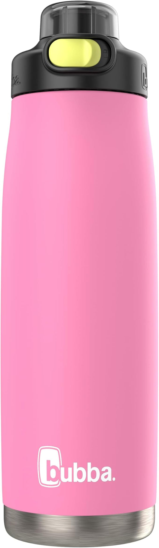 Bubba Radiant Stainless Steel Push-Button Chug Lid, 24oz. Water Bottle, Medium, Rubberized Azalea