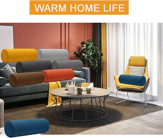 Cylinder Round Memory Foam Support Pillows 17.8X6 Cervical Neck Roll Pillow with Pillowcase Soft, Comfortable and Breathable for Sleeping, Chair, Car, Sofa，Travel Coffee