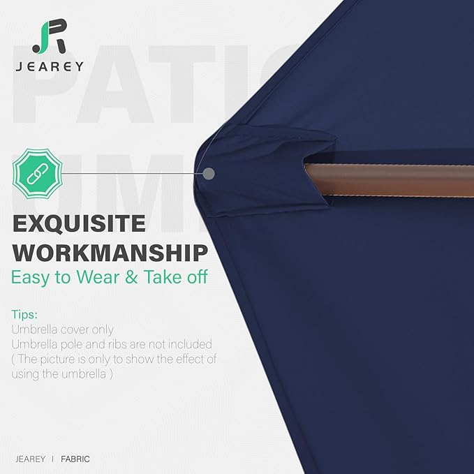 JEAREY 9 ft Patio Umbrella Replacement Canopy for 8 Ribs, Table Market Yard Umbrella Replacement Top Cover-Navy (Canopy Only)