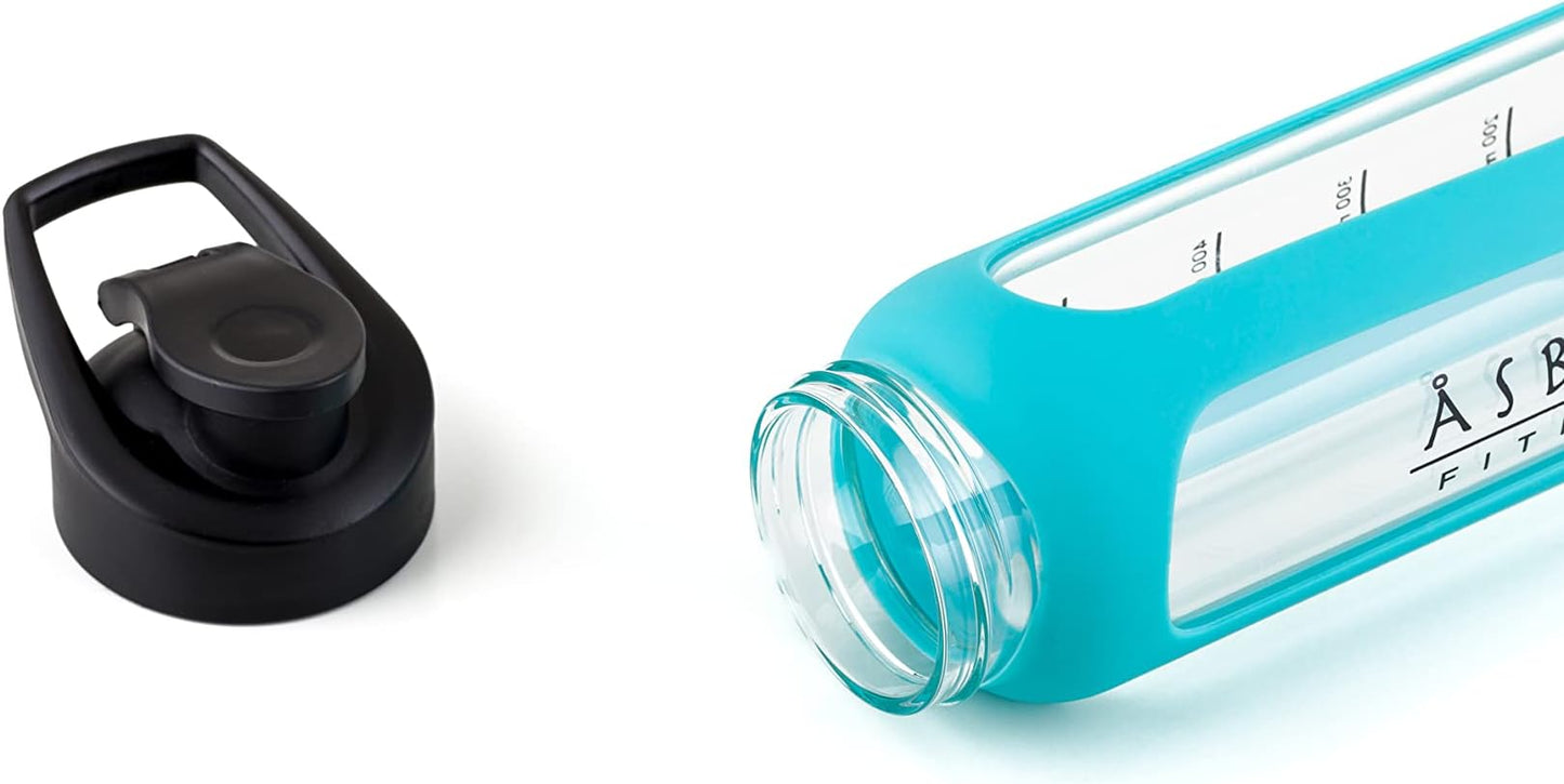 Fitness | Glass Protein Shaker | Protein Shaker | Drinking Bottle | with Spiral Ball - Aqua