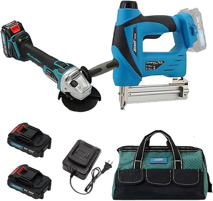 18GA Brushless Brad Nailer & Stapler Combo Kit with 20V MAX Battery, Includes 5/8" Brushless Angle Grinder, Cordless Nail Gun for Woodworking and Grinding Tools