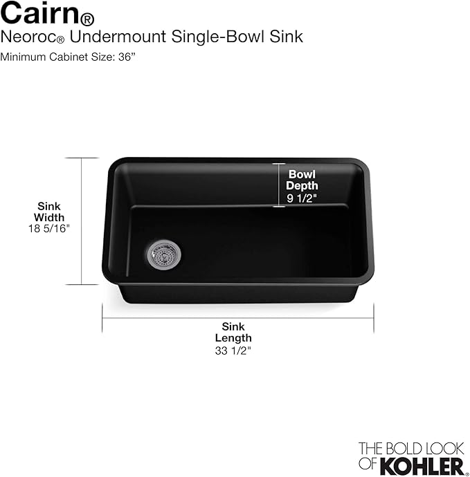 KOHLER K-8206-CM2 Cairn Sink, 33 in, Matte Brown