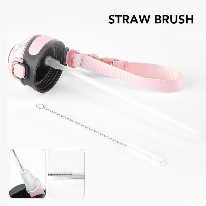 Enerbone Insulated Water Bottle, 32 oz Stainless Steel Water Bottles with Carrying Strap, Double-Wall Vacuum Insulation Thermos, Leakproof Sports Bottle with Straw, Keep Drinks Hot or Cold for Hours