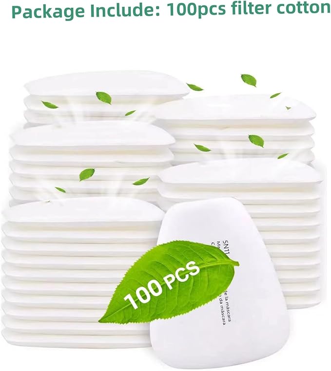 100pcs 5N11 Respirator Filter Cotton, BEAUKAU 5N11 Filter for Respirator 6200, 6800, 7502, 6502 Respirators (100pcs 5n11 Filters)