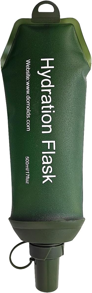 Green Soft Flask, TPU Foldable Running Hydration Flask, for Hydration Packs/Running Vests-Running, Hiking, Cycling Folding Bottle-17 oz (500 ml)