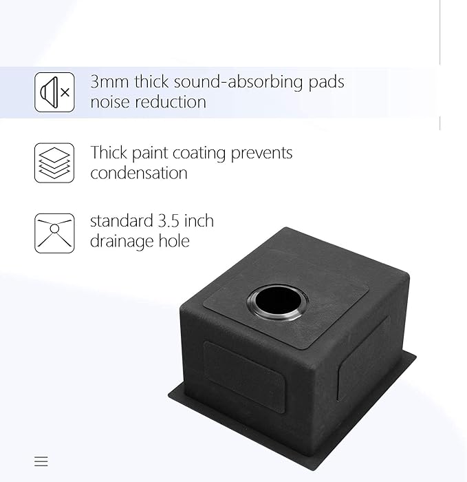 Lordear Black Bar Sink Undermount 15x17 inch Kitchen Sinks 16 Gauge Deep Single Bowl Stainless Steel Sink Basin Handmade