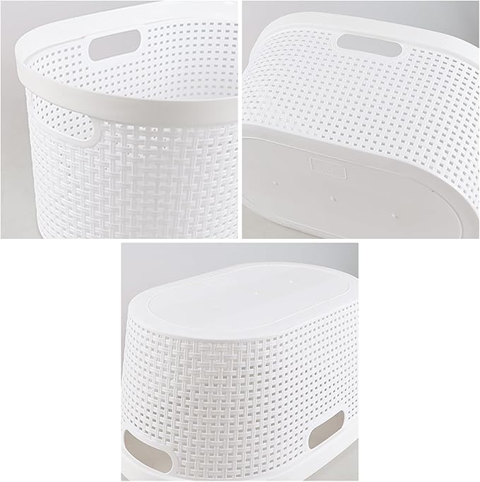 4-Pack Easy Carry Clothes Hamper, Laundry Basket for the Laundry Room, White