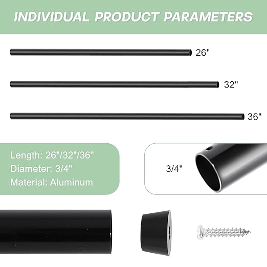 51 Pack 26 Inch Aluminum Deck Balusters 3/4" Diameter Hollow Round Balusters for Deck Railing Deck Spindles with Screws for Railing Fencing Balusters Staircase Spindles with Connectors