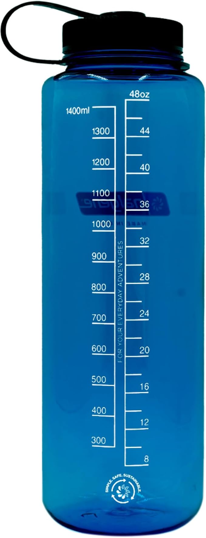 Nalgene Sustain Tritan BPA-Free Water Bottle Made with Material Derived from 50% Plastic Waste, 48 OZ, Wide Mouth, Blue