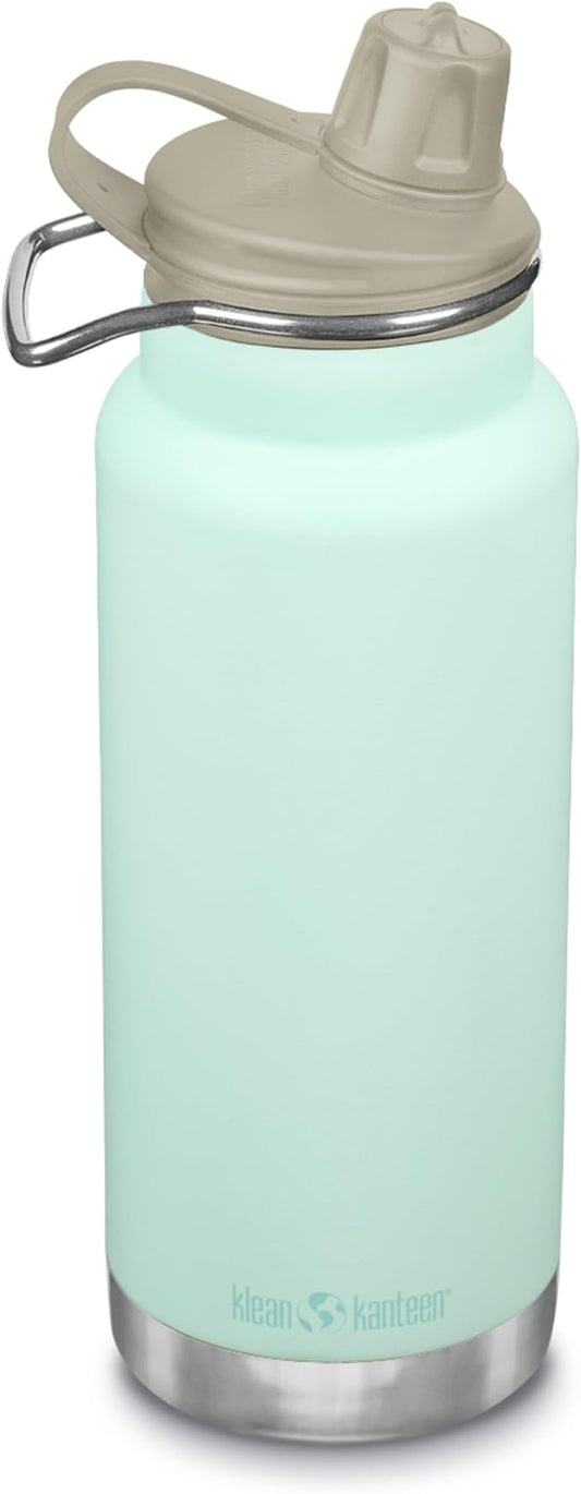 Klean Kanteen TKWide Insulated Water Bottle with Chug Cap - Stainless Steel Water Bottle - 32 Oz, Blue Tint - Back to School Hydration