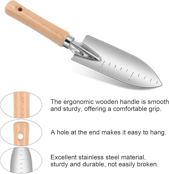 Weed Puller Tool, 6 Piece Stainless Steel Heavy Duty Weeding Tool, Weed Puller, Crack Weeder Tool, Weed Remover Tool with Ergonomic Wooden Handle, Gardening Gifts for Women