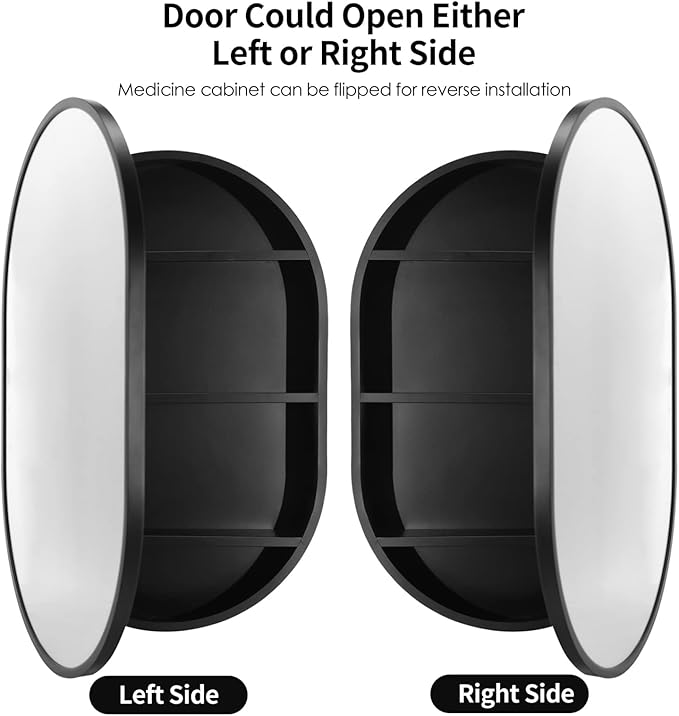 Movo 21 Inch x 31Inch Oval Medicine Cabinet Mirror Bathroom Wall Storage Cabinet Mirror Surface Mount Installation