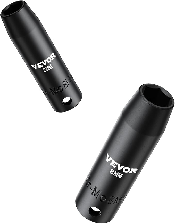 VEVOR Drive Impact Socket Set 3/8" - 18 Piece Deep Socket Set Metric 8-22mm - 6 Point CR-V Alloy Steel for Auto Repair - Easy-to-Read Size Markings - Rugged Construction Includes Storage Case